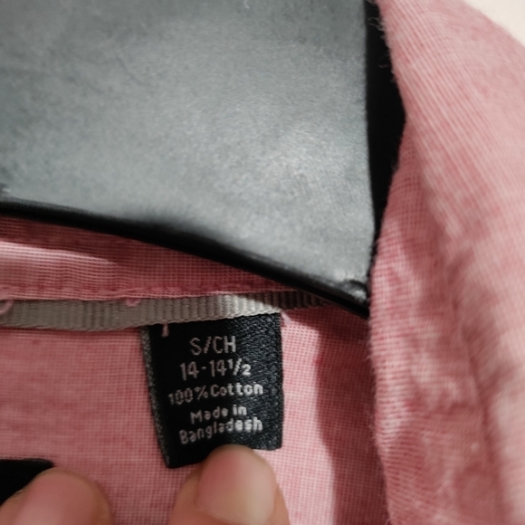 J. Ferrar modern fit pink button up shirt pink small 14-14 1/2 - Picture 5 of 6